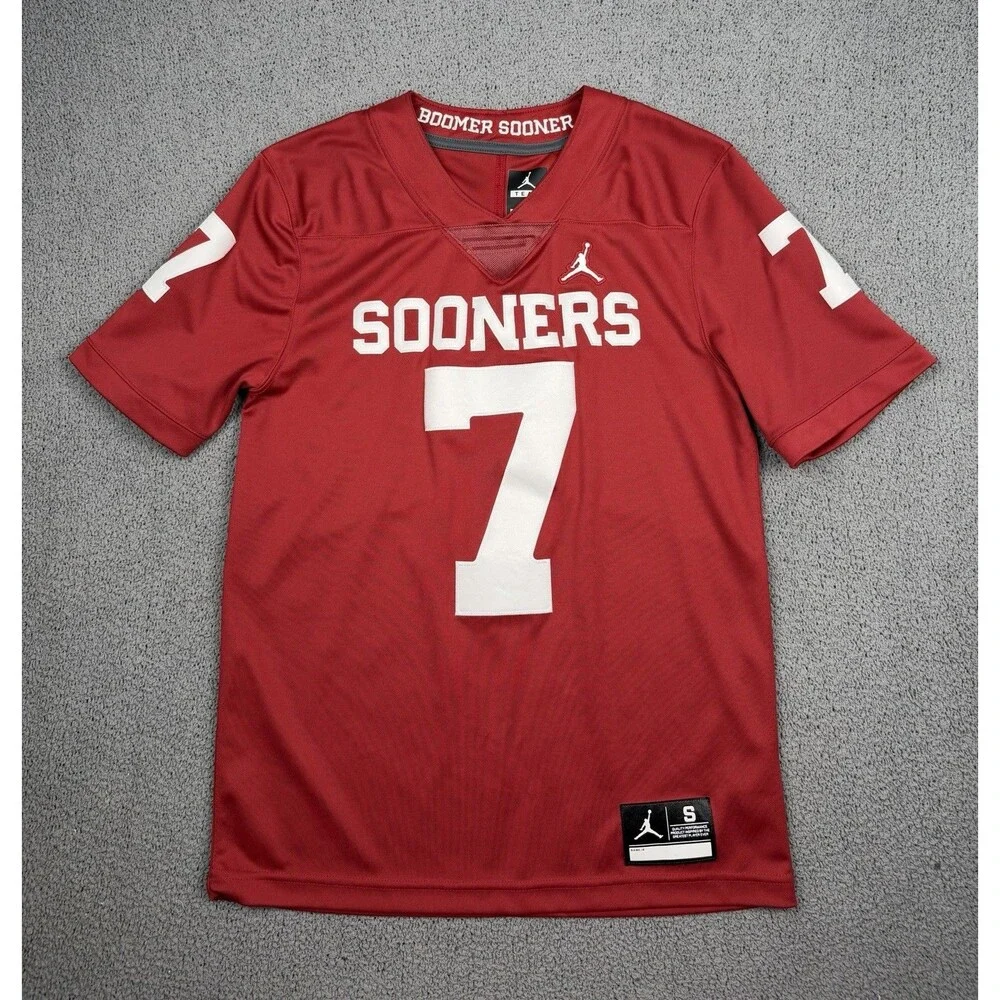 Jordan Oklahoma Sooners Jersey Mens S Red OU #7 Football University NCAA Nike